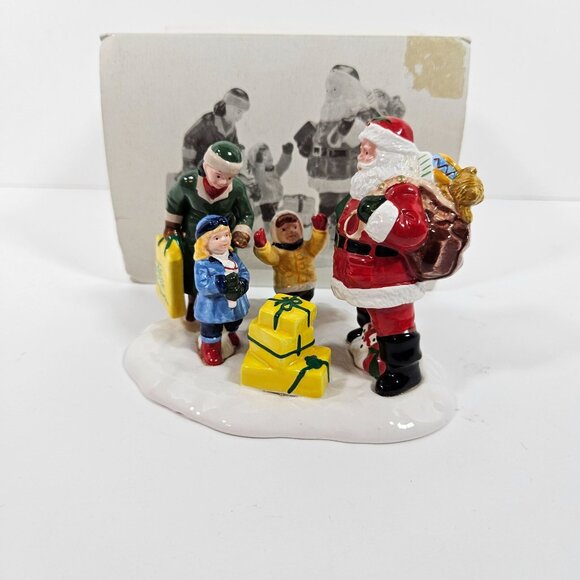 Department 56 Snow Village A Visit With Santa Handpainted Ceramic Accessory - Picture 1 of 9